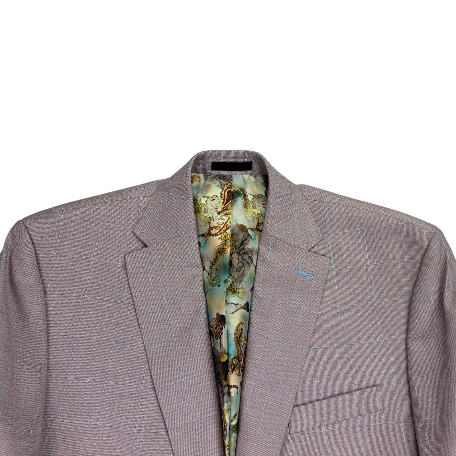 Tayion Mens Agordy Regular Fit Windowpane Suit Jacket Pink Blue 42l — image 2 of 7